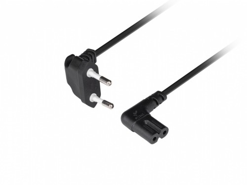 Lanberg Kabel zasilający EURO (radiowy) CEE 7/16- IEC 320 C7 1.8m kątowy VDE czarny
