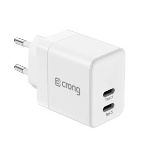 CRONG Ultra Compact GaN Ładowarka sieciowa 2x USB-C 35W PD 3.0 z PPS Biała