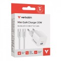 Verbatim Ładowarka uniwersalna Mini GaN 20W z kablem 1m, USB-C P.D 3.0