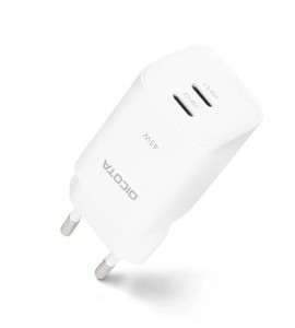 DICOTA Ładowarka GaN 45W 2xUSB-C biała