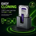 Qoltec Stacja dokująca 2w1 HDD SSD | SATA | M.2 NVMe | Klonowanie |     USB-C | 10Gb/s | 28TB