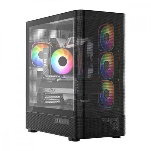 MODECOM Obudowa VOLCANO AQ300 MID RGB GLASS 4 wentylatory czarna