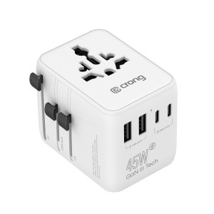 CRONG World Travel Adapter GaN 45W UK/EU/US/AU biały