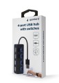 Gembird HUB USB 2.0 4-portowy z przełącznikami, czarny