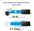 TP-LINK Injector Adapter Omada 2.5G PoE+  PORT: 1× 2.5G PoE Port, 1× 2.5G Non-PoE Port POE260S