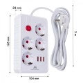 Maclean Listwa zasilająca MCE393 W 4 gniazdka, 3xUSB, 110-240V AC 50/60Hz. 2.1A max 2500W, 3m biała