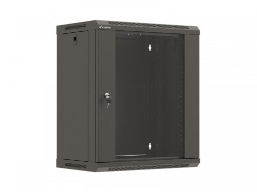 Lanberg Szafa instalacyjna rack wisząca 19 cali 12U 540x350 czarna drzwi przeszklone (flat pack)