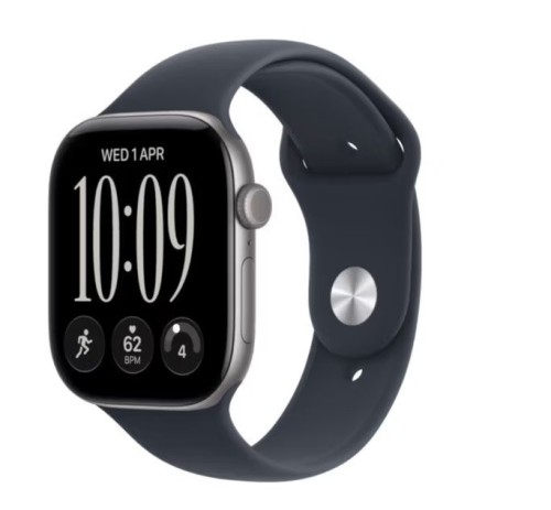 Apple Watch seria 12 GPS, koperta 46 mm z aluminium w kolorze gwiezdnej szarości pasek sportowy w kolorze granatu - rozmiar S/M