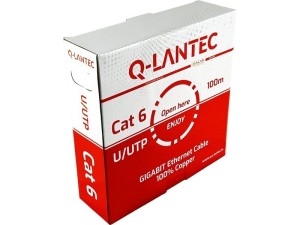 Q-LANTEC Kabel teleinformatyczny U/UTP kat.6, PVC, Eca, 100m