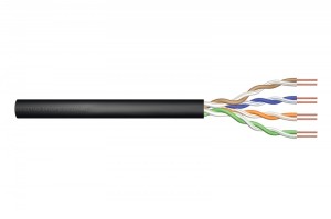 Digitus Kabel instalacyjny zewnętrzny żelowany kat.5e, U/UTP, AWG 24/1, PE, 100m, czarny