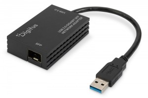 Digitus Karta sieciowa USB 3.0 typ A na Gigabit SFP, adapter światłowodowy 1000 Mb/s, moduł SFP sprzedawany osobno