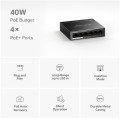 TP-LINK Przełącznik Mercusys 6-Port 10/100 Mbps Desktop Switch with  4-Port PoE+    PORT: 4× 10/100 Mbps PoE+ Ports, 2× 10/100 Mbps Non-PoE Ports MS10