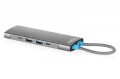 Digitus Stacja dokująca USB-C 8-portowa, HDMI 4K/60Hz, 2x USB-A + 1x USB-C 3.2 Gen1, 3x USB-A 2.0, Power Delivery 100W, DP 1.4 Alt Mode, kabel 18cm