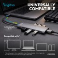 Digitus Stacja dokująca USB-C 8-portowa, HDMI 4K/60Hz, 2x USB-A + 1x USB-C 3.2 Gen1, 3x USB-A 2.0, Power Delivery 100W, DP 1.4 Alt Mode, kabel 18cm