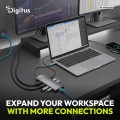 Digitus Stacja dokująca USB-C 9-portowa, 2x HDMI 4K/60Hz, 4x USB-A + 1x USB-C 3.2 Gen1, RJ45 Gigabit, Power Delivery 100W, MST/SST, kabel 18cm