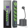 Qoltec Listwa zasilająca z podświetlanym włącznikiem | 4gniazda z uziemieniem | 1xUSB-C 15W | 1xUSB 12W | 1.8m