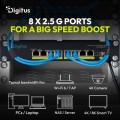 Digitus Przełącznik sieciowy niezarządzalny 10" 8x RJ45 2.5G, 1x SFP+ 10G, 60Gbps, metalowy, bez wentylatora, Plug&Play