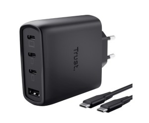 Trust Ładowarka czarna MAXO GaN 65W 3xUSB-C 1xUSB-A