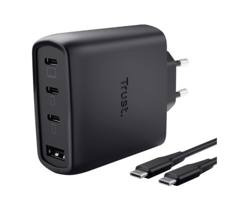 Trust Ładowarka czarna MAXO GaN 65W 3xUSB-C 1xUSB-A