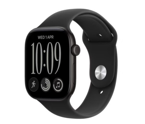 Apple Watch seria 12 GPS+Cellular, koperta 42 mm z aluminium w kolorze czarnym, pasek sportowy w kolorze czarnym - rozmiar M/L