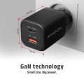 AXAGON ACU-PQ100 Ładowarka sieciowa GaN 100W, 2x port (USB-C + USB-A), PD3.0/PPS/QC4+, mini, czarna