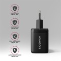 AXAGON ACU-PQ100 Ładowarka sieciowa GaN 100W, 2x port (USB-C + USB-A), PD3.0/PPS/QC4+, mini, czarna