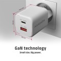 AXAGON ACU-PQ100W Ładowarka sieciowa GaN 100W, 2x port (USB-C + USB-A), PD3.0/PPS/QC4+, mini, biała