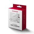 AXAGON ACU-PQ100W Ładowarka sieciowa GaN 100W, 2x port (USB-C + USB-A), PD3.0/PPS/QC4+, mini, biała