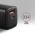 AXAGON ACU-PQ33 Ładowarka sieciowa GaN 33W, 2x port (USB-C + USB-A), PD3.0/PPS/QC4+, czarna