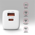 AXAGON ACU-PQ33W Ładowarka sieciowa GaN 33W, 2x port (USB-C + USB-A), PD3.0/PPS/QC4+, biała