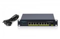 Digitus Przełącznik sieciowy niezarządzalny PoE+ 10" 8x RJ45 2.5G, 1x SFP+ 10G, 60Gbps, budżet 80W, 802.3af/at, metalowy, bez wentylatora, Plug&Play