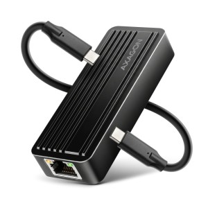 AXAGON ADE-10GR Karta sieciowa USB-C 10Gbps, port RJ-45 10GbE (10/5/2.5/1G), chipset Realtek RTL8159, Wake-on-LAN, aluminiowa, odłączany kabel 19 cm,