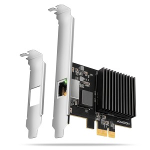 AXAGON PCEE-10GR Karta sieciowa PCIe 4.0 x1, port RJ-45 10GbE (10/5/2.5/1G), chipset Realtek RTL8127, PXE, Wake-on-LAN, radiator, śledź SP/LP