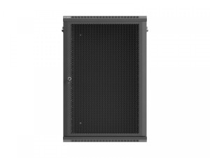 Lanberg Szafa instalacyjna rack wisząca 19 cali 18U 600x450 czarna drzwi perforowane (flat pack)